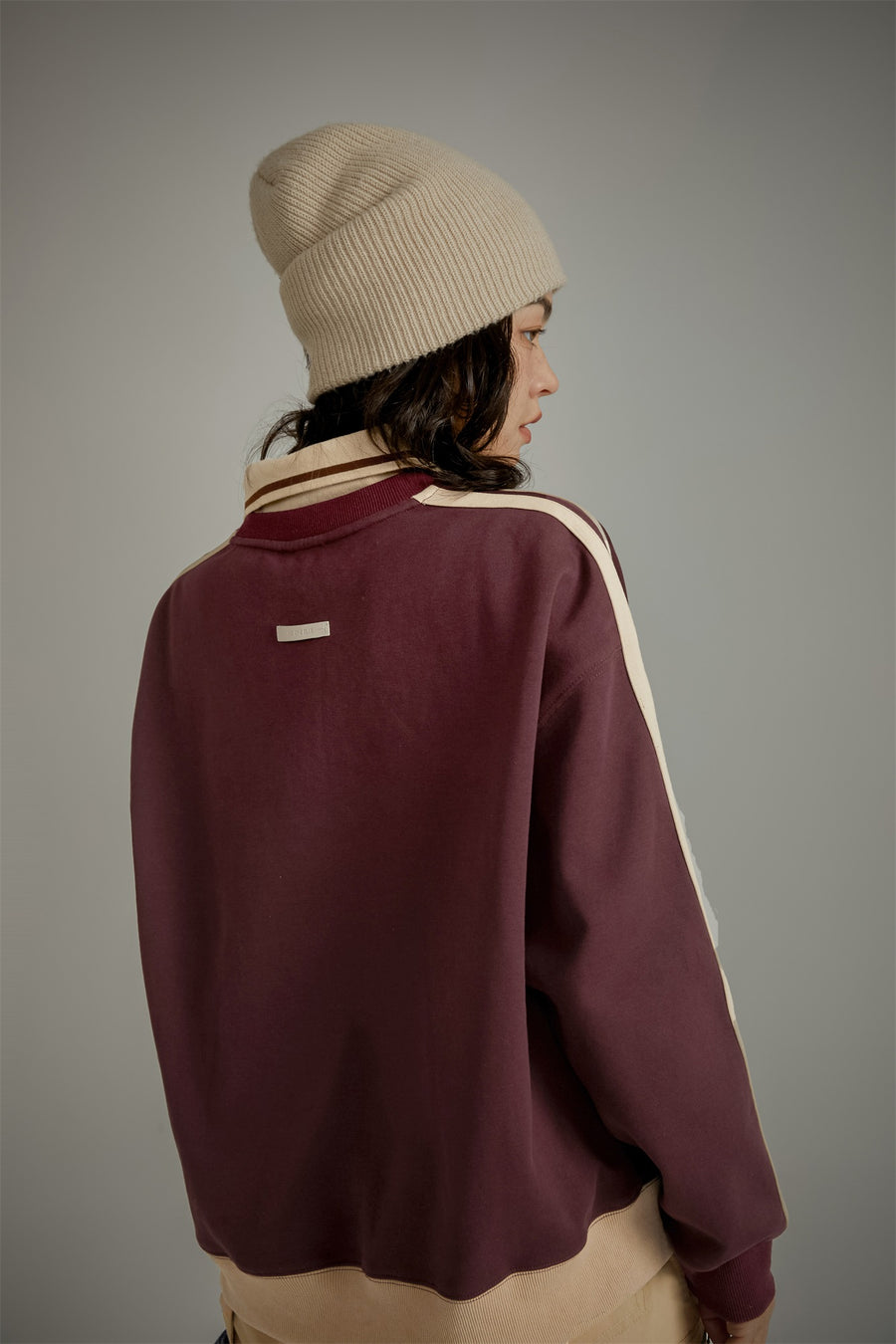 CHUU Polo Collar Loose Fit Sweatshirt