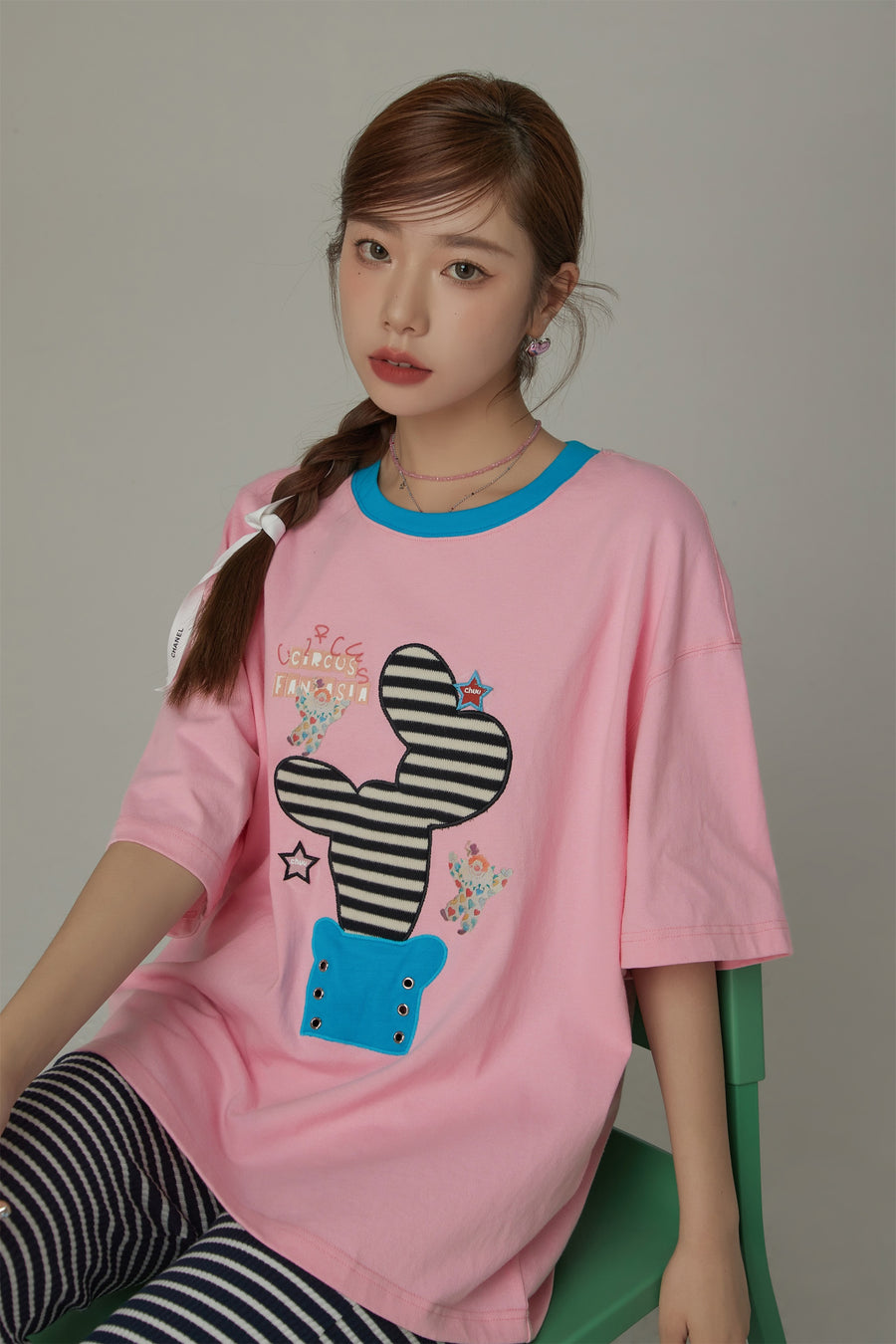 CHUU Lined Catcus Color Loose Fit T-Shirt