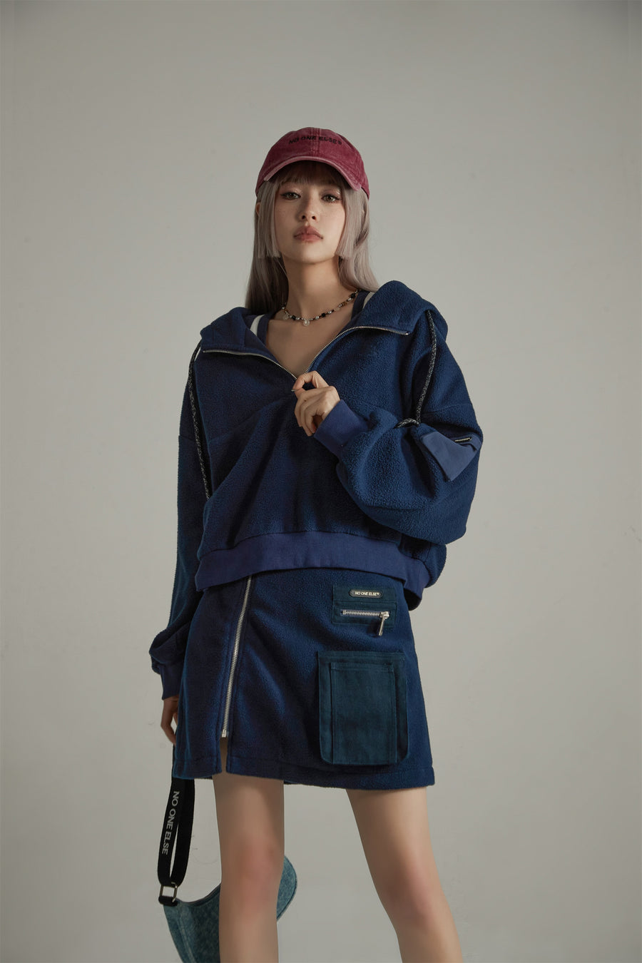 CHUU Pocket Fleece Mini Skirt