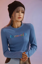 Color Embroidered Cropped T-Shirt