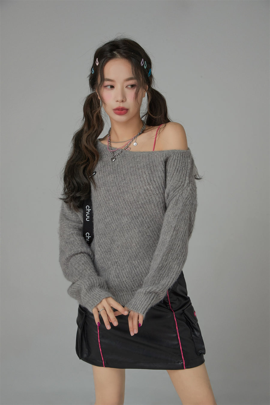 CHUU Wind And Sky Off The Shoulder Ribbed Top