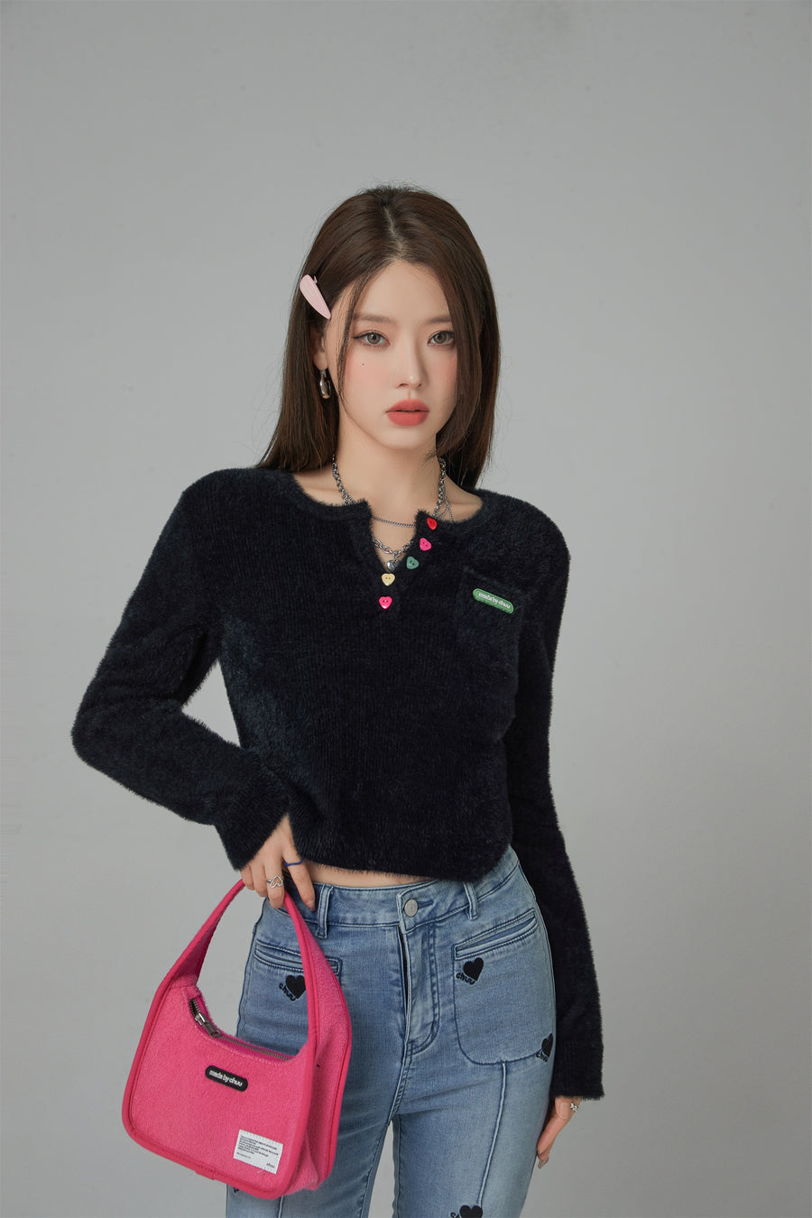 CHUU Chase The Dream Cropped Knit Sweater