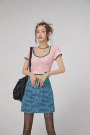 Deep U-Neck And Back Crop Top