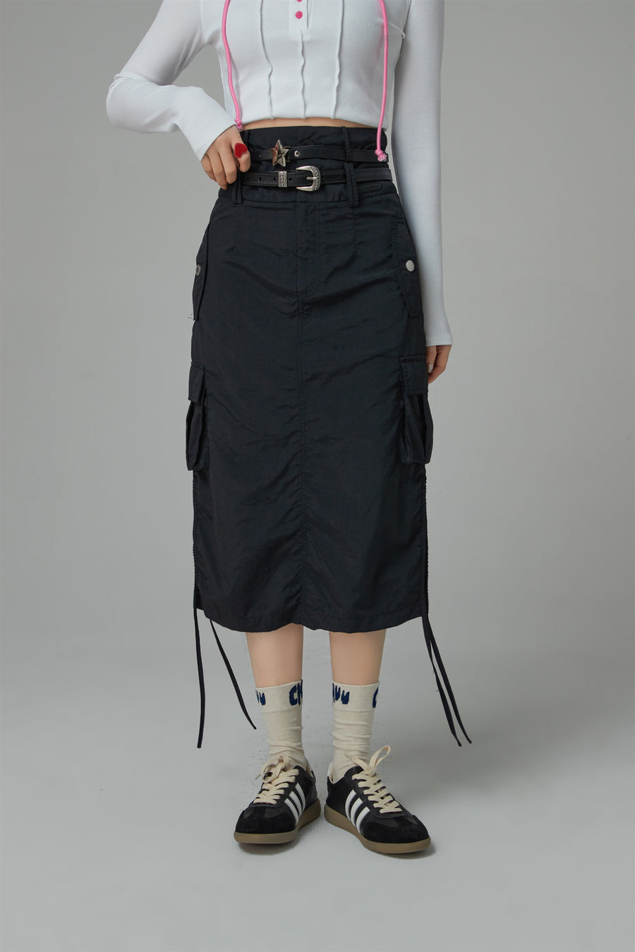 CHUU Cargo A-Line Long Skirt