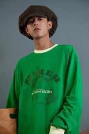 Lettering Print Long Sleeve Round Neck T-Shirt