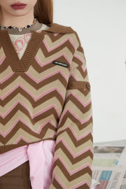 Zig Zag Colored Stripe Knit Sweater