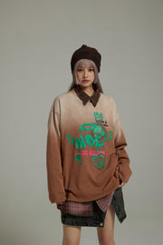 Angel Graffiti Logo Gradient Long-Sleeves Top