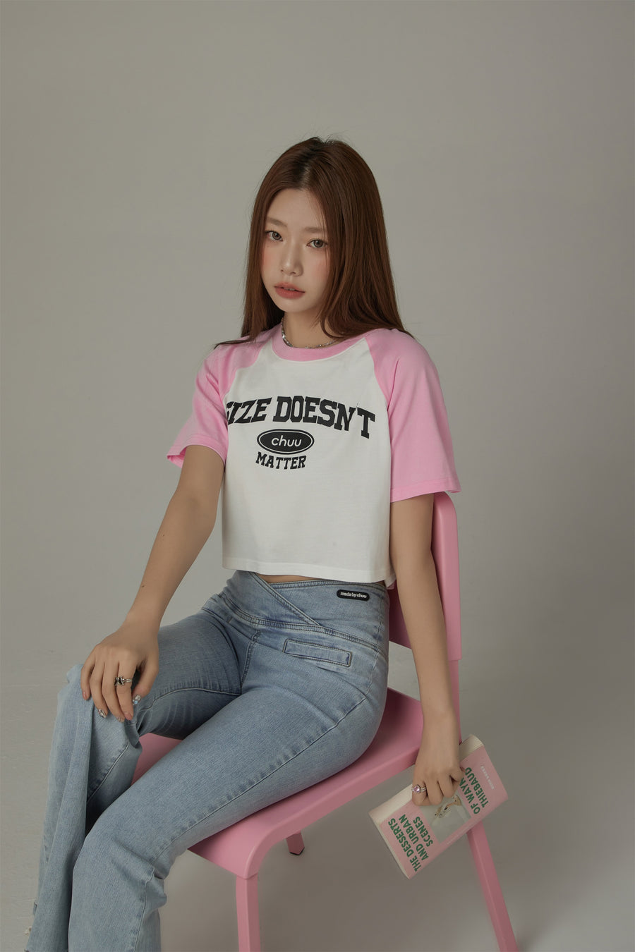 CHUU Size Doesnt Matter Raglan Cropped T-Shirt