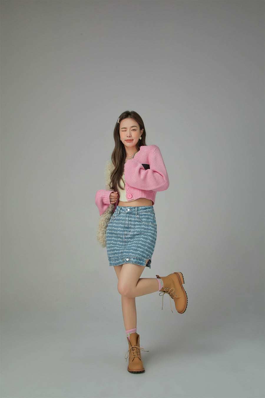 CHUU Upside Down Denim A-Line Mini Skirt