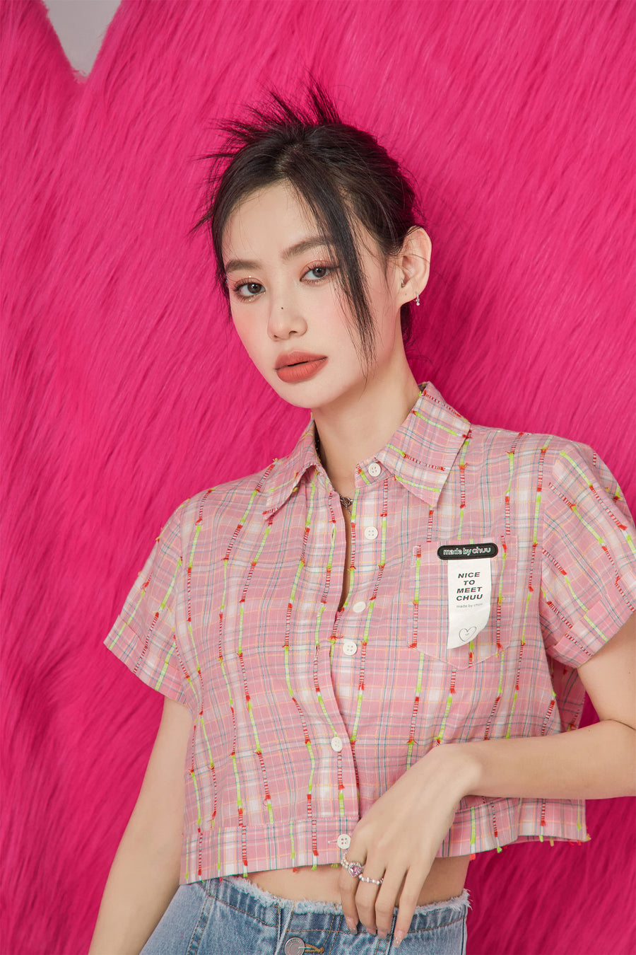 CHUU The Clues She Left Behind Checkered Shirt