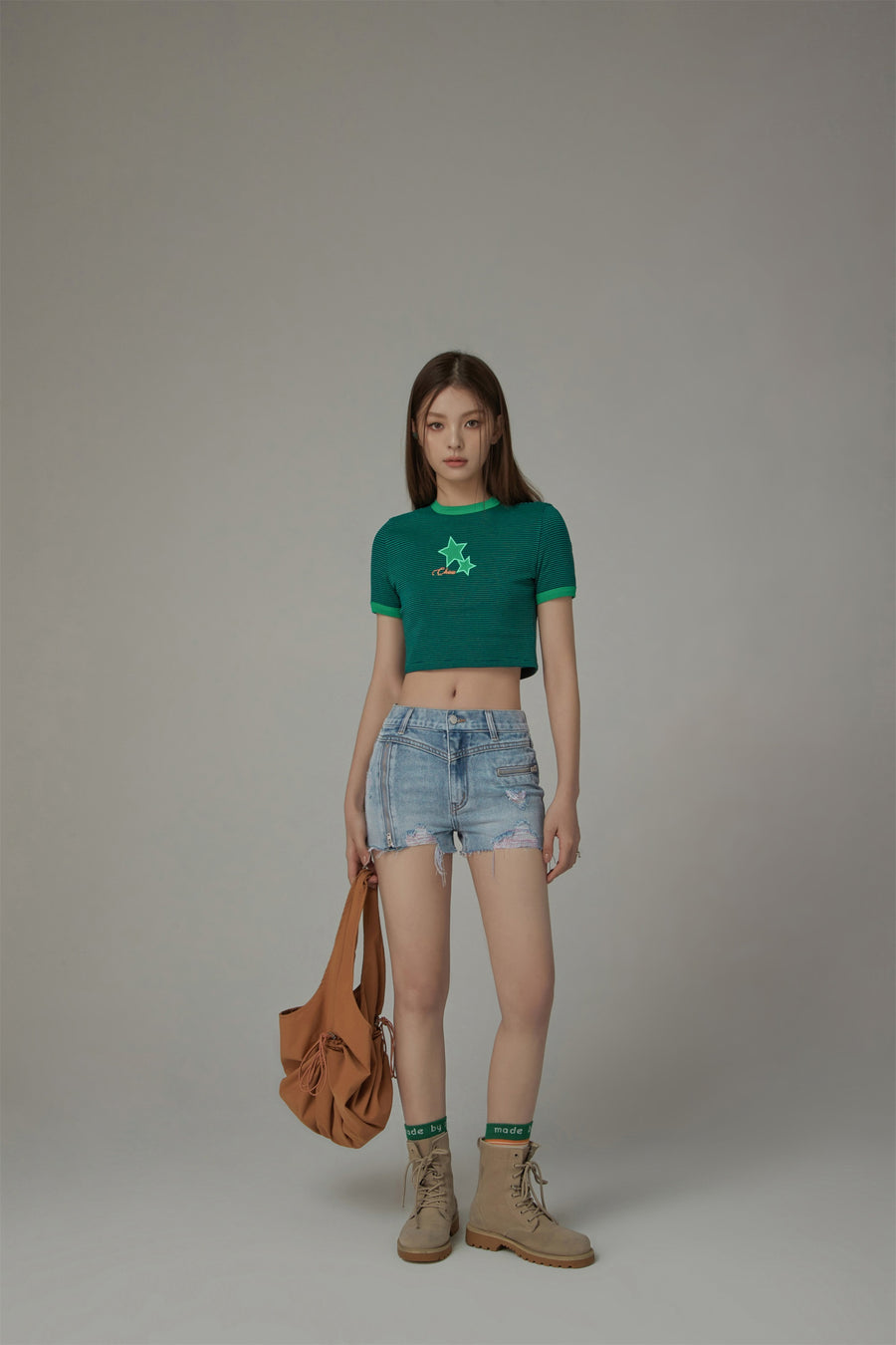 CHUU Star Stripe Cropped T-Shirt