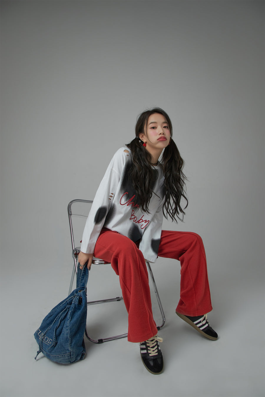 CHUU Side Slits String Wide Sweat Pants