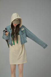 Front Pocket Hood Sweatshirt Mini Dress