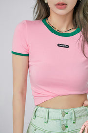 Color Matching Round Neck T-Shirt