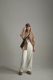 Side Strap Straight Wide Pants