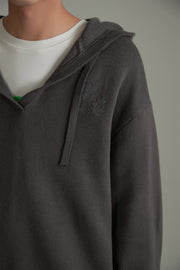 Simple V-Neck Loose Fit Hoodie