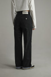 Simple High-Waisted Straight Khaki Pants