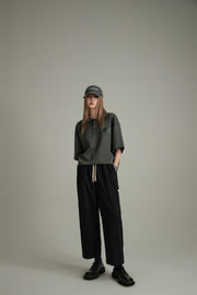 Cotton Ankle Cropped Wide Pants