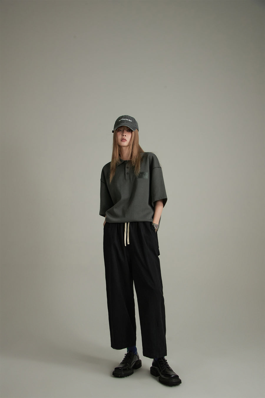 CHUU Cotton Ankle Cropped Wide Pants