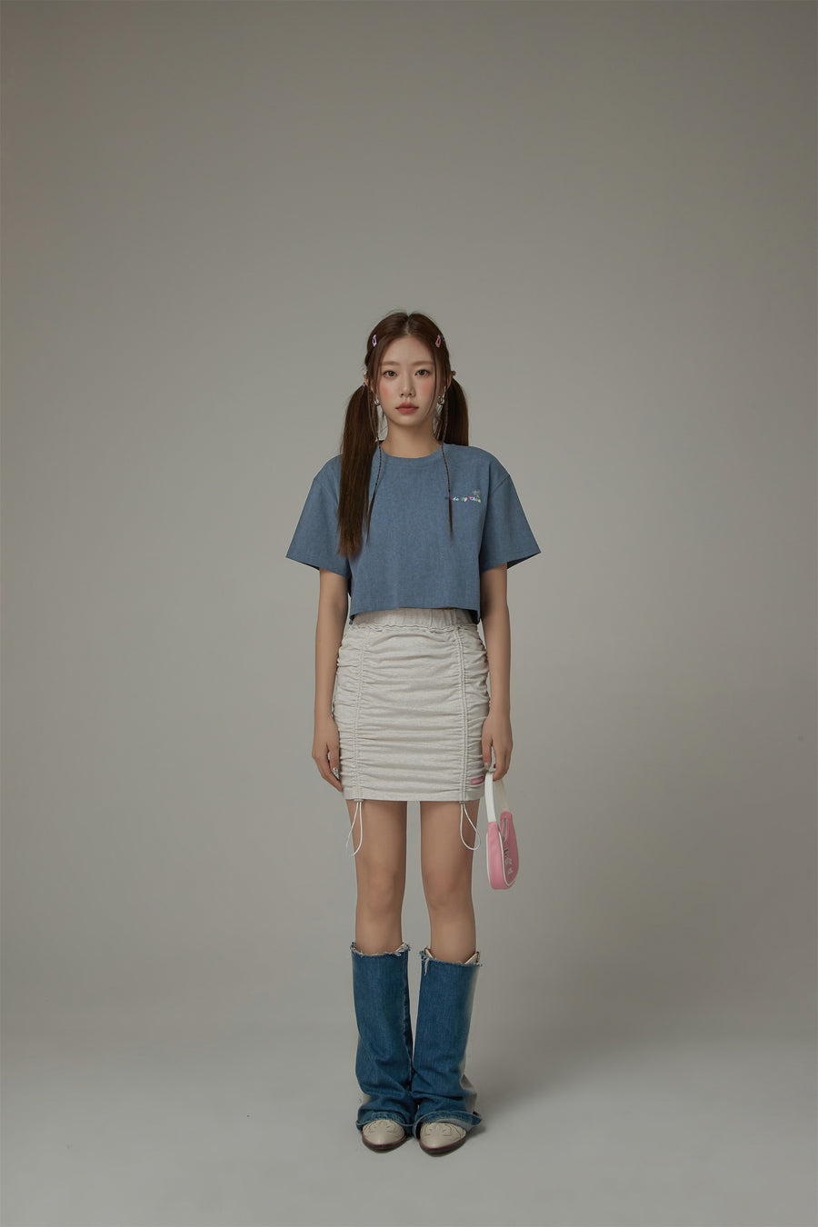 CHUU Ruched String Basic Skirt