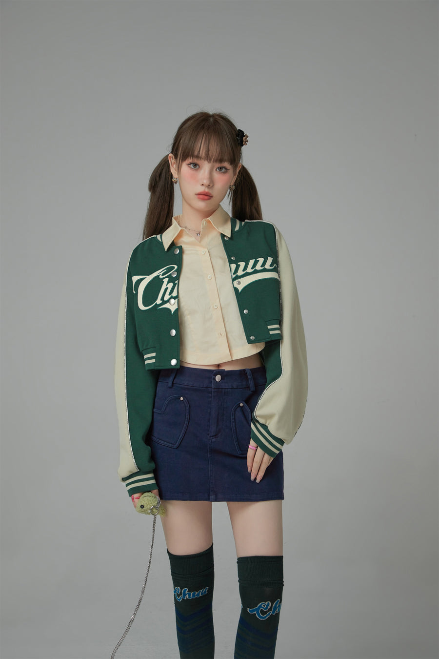 CHUU Joining Forces Crop Baseball Jacket