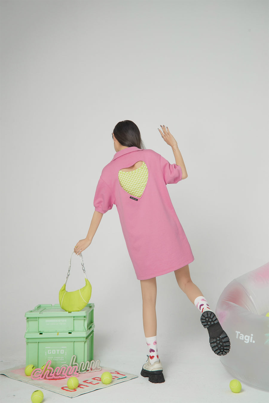 CHUU Heart Effect Cut Out Dress