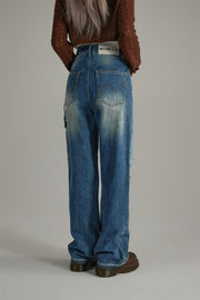 Wash Distressed Denim Jeans