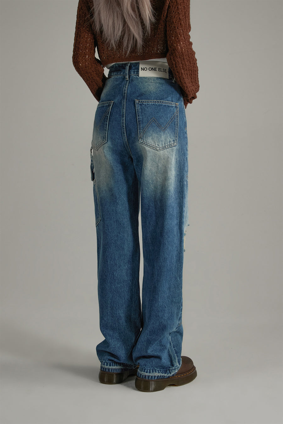 CHUU Wash Distressed Denim Jeans