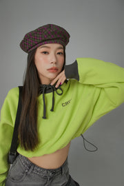 Fleece Color Matching Cropped Sweatshirt