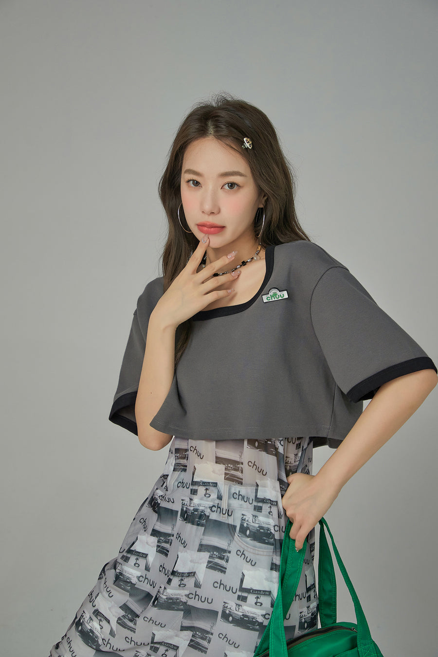 CHUU Boat-Neck Loosefit Crop Top