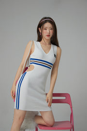 Unlock Stripes Waist Cutout V-Neck Dress