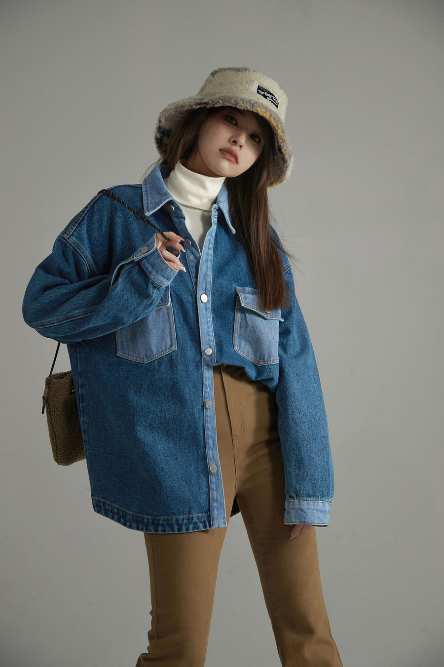 CHUU Pocket Wide Denim Shirt