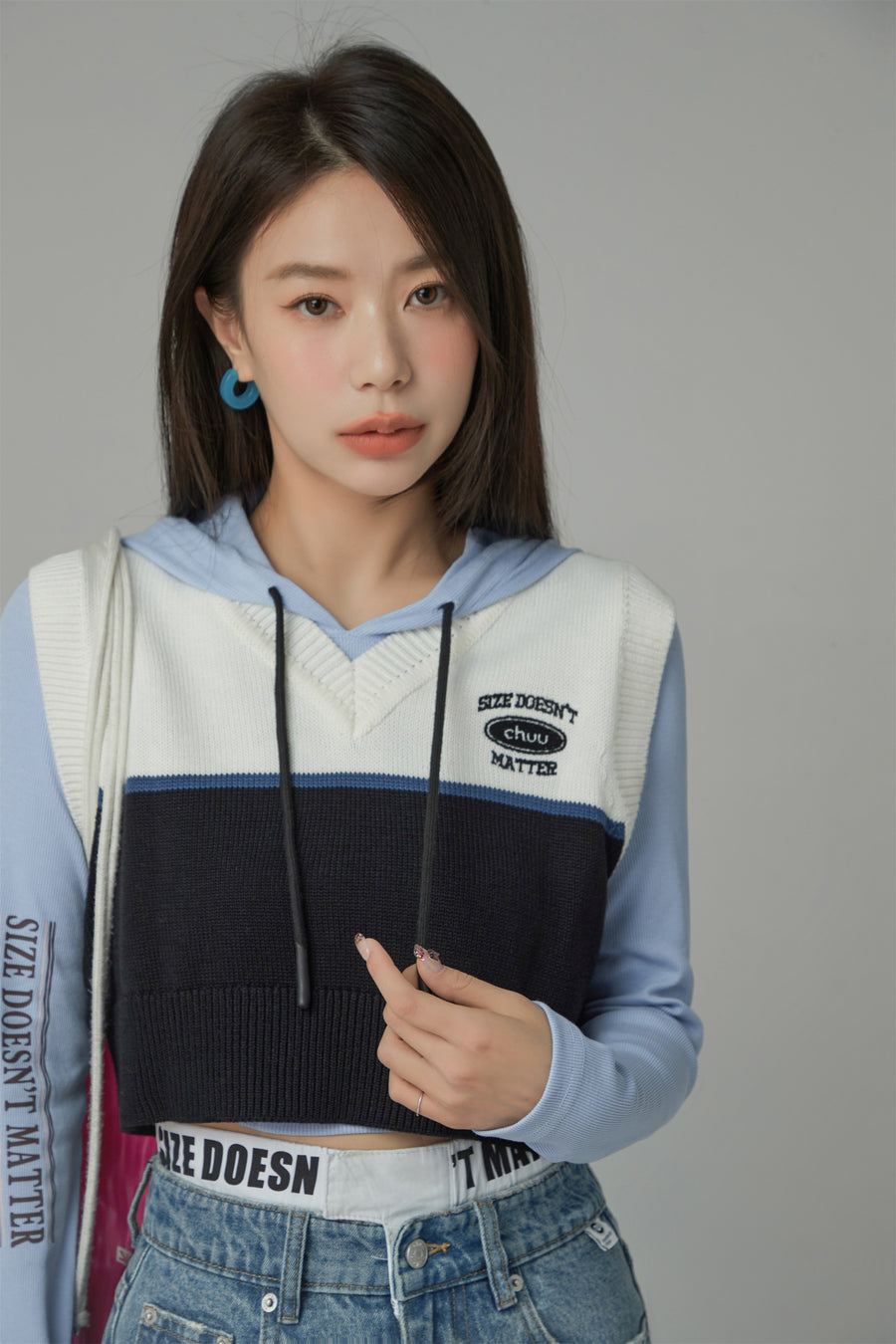 CHUU V-Neck Color Matching Knit Vest