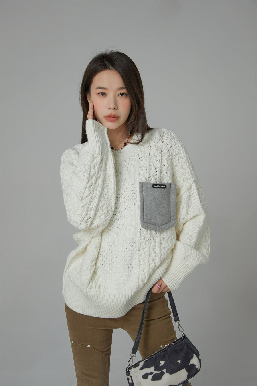 CHUU Unbreakable Heart Pocket Loose Fit Knit Top