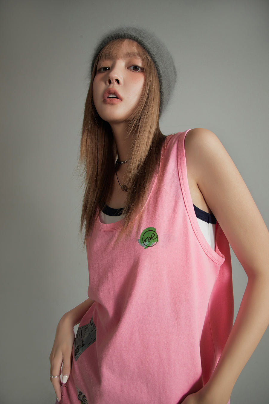 CHUU Fragile Tag Ripped Sleeveless Top