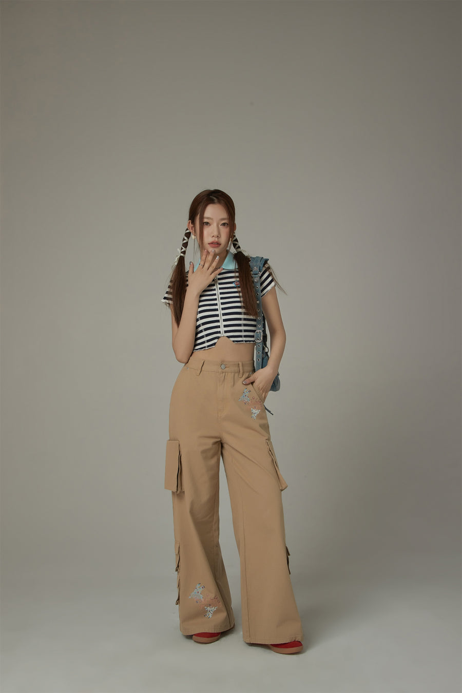 CHUU Striped Zip-Up T-Shirt