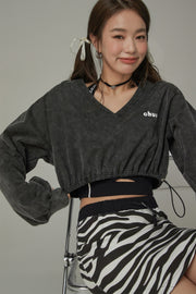 V-Neck Cropped Sweatshirt