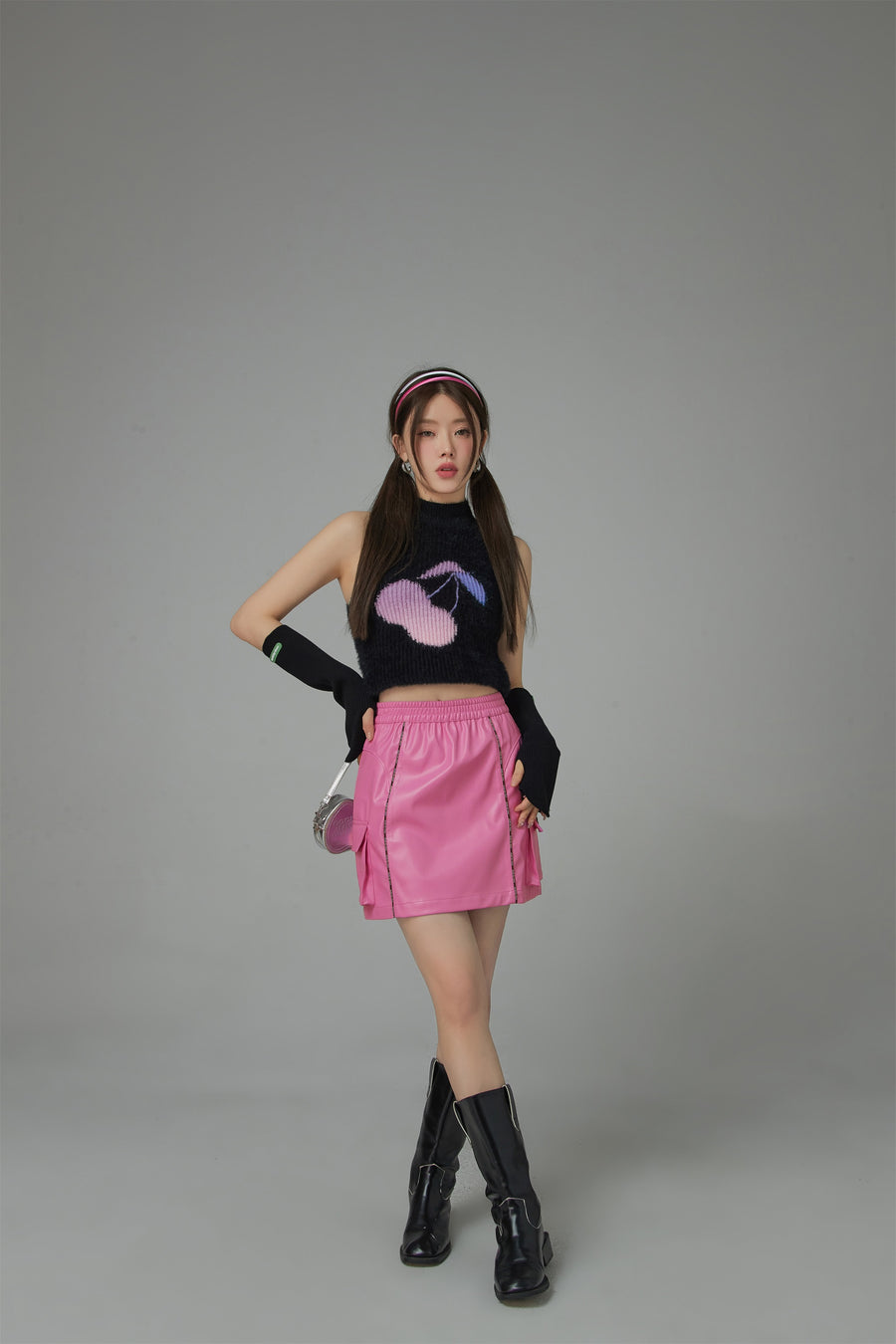 CHUU Name Every Star A-Line Leather Skirt