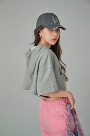 Sporty Chuu Logo Loose Fit Hoodie