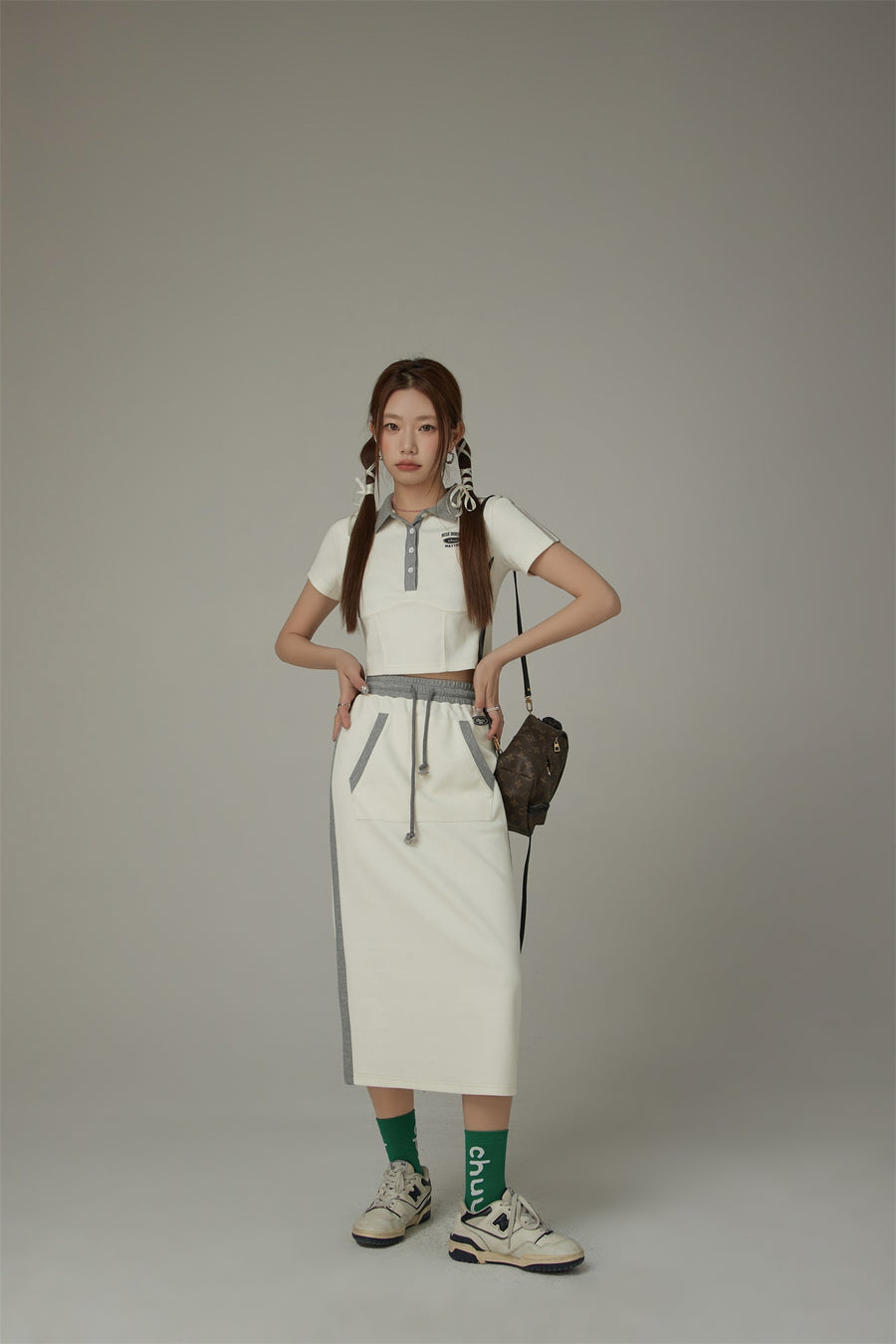 CHUU Two Toned String Skirt