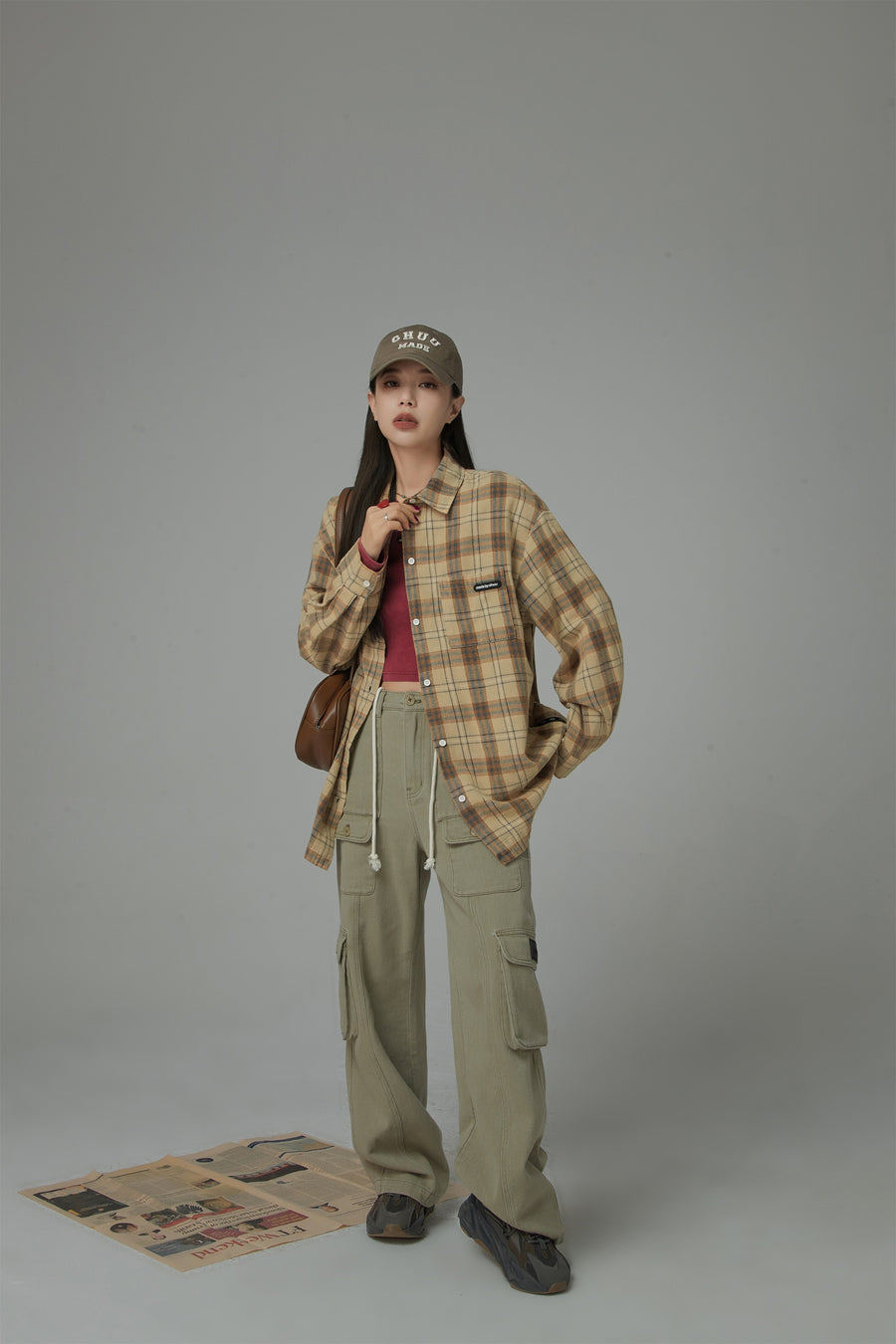 CHUU Vintage Check Loose Shirt