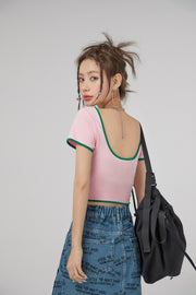 Deep U-Neck And Back Crop Top