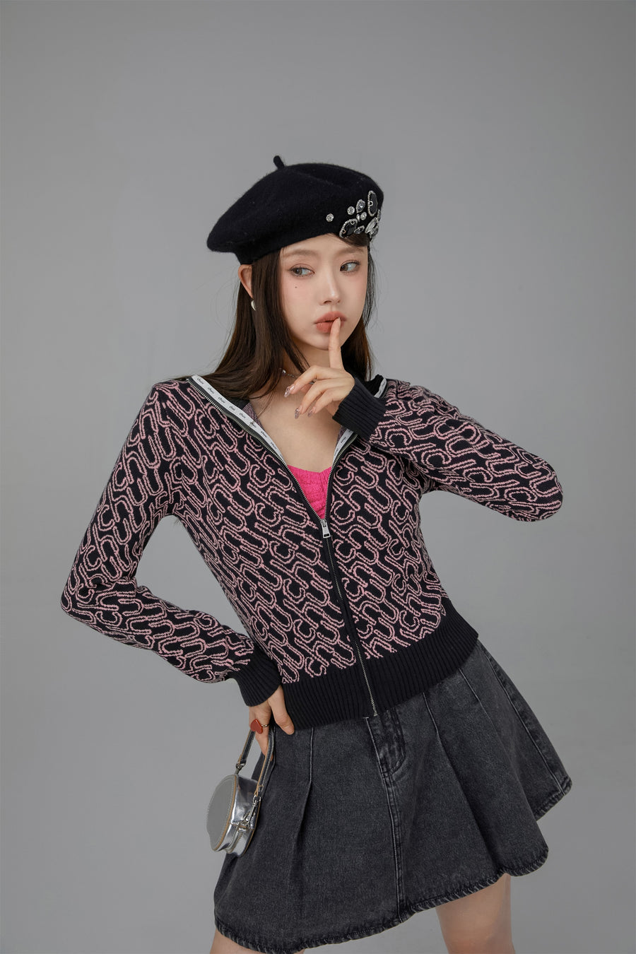 CHUU Running To You Zip-Up Knit Cardigan