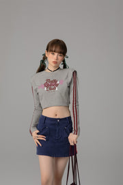 Fluffy Bunny Crop Long-Sleeves Top