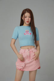 Funny Rabbit Crop Soft Knit Sweater