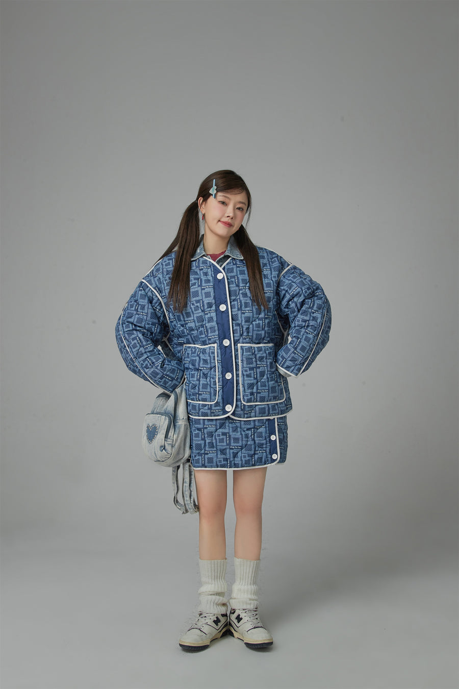 CHUU Over The Drama Pocket Wave Quilted Jacket