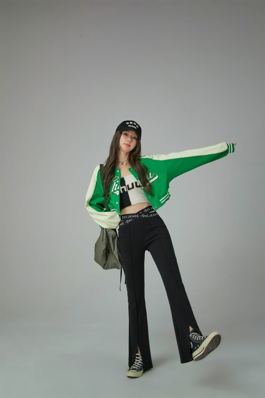 CHUU Slit Bootcut Crisscross Band Pants