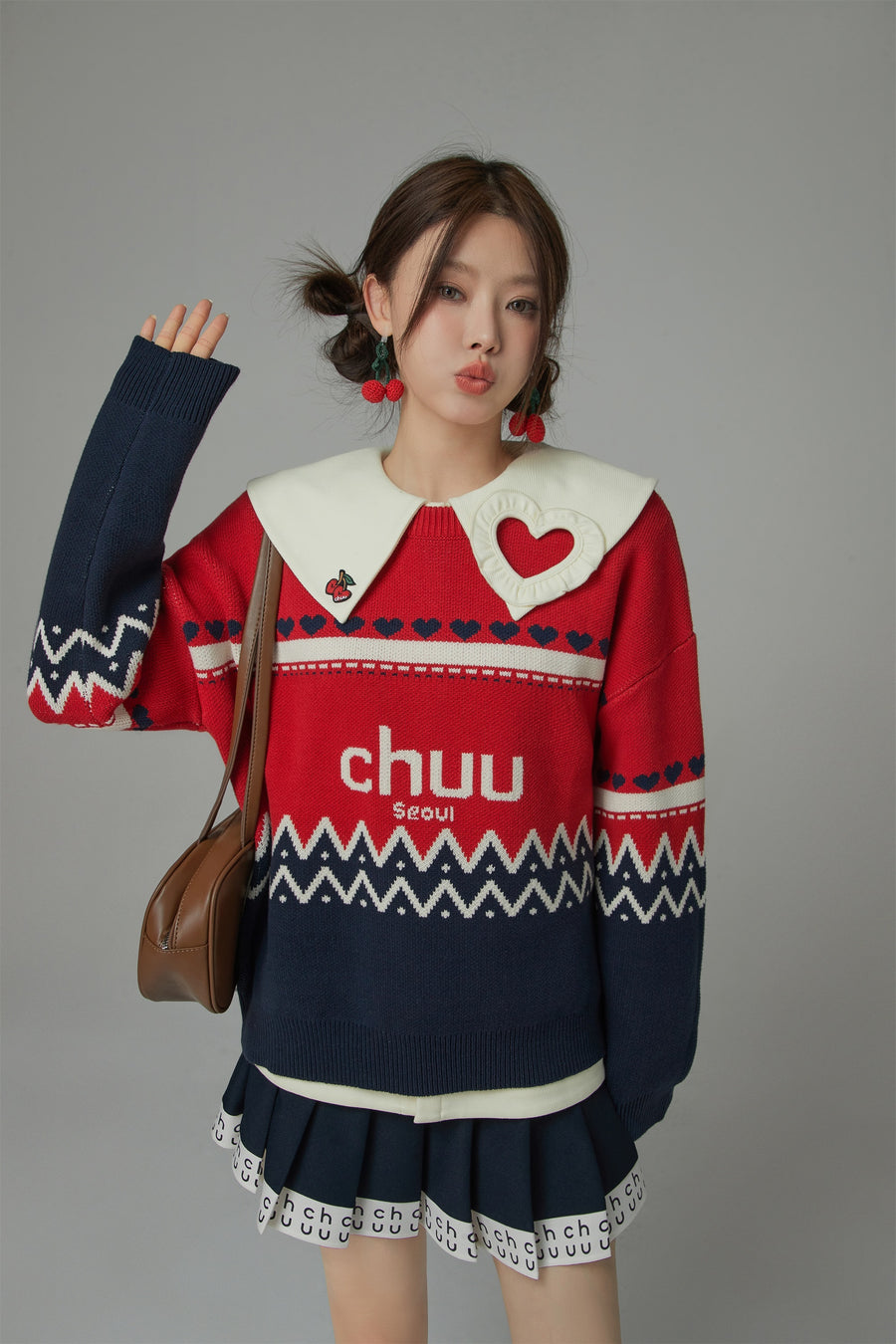 CHUU Feeling Festive Stripe Knit Sweater