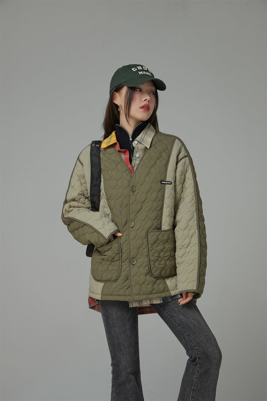 CHUU Chuu Heart Quilted Jacket