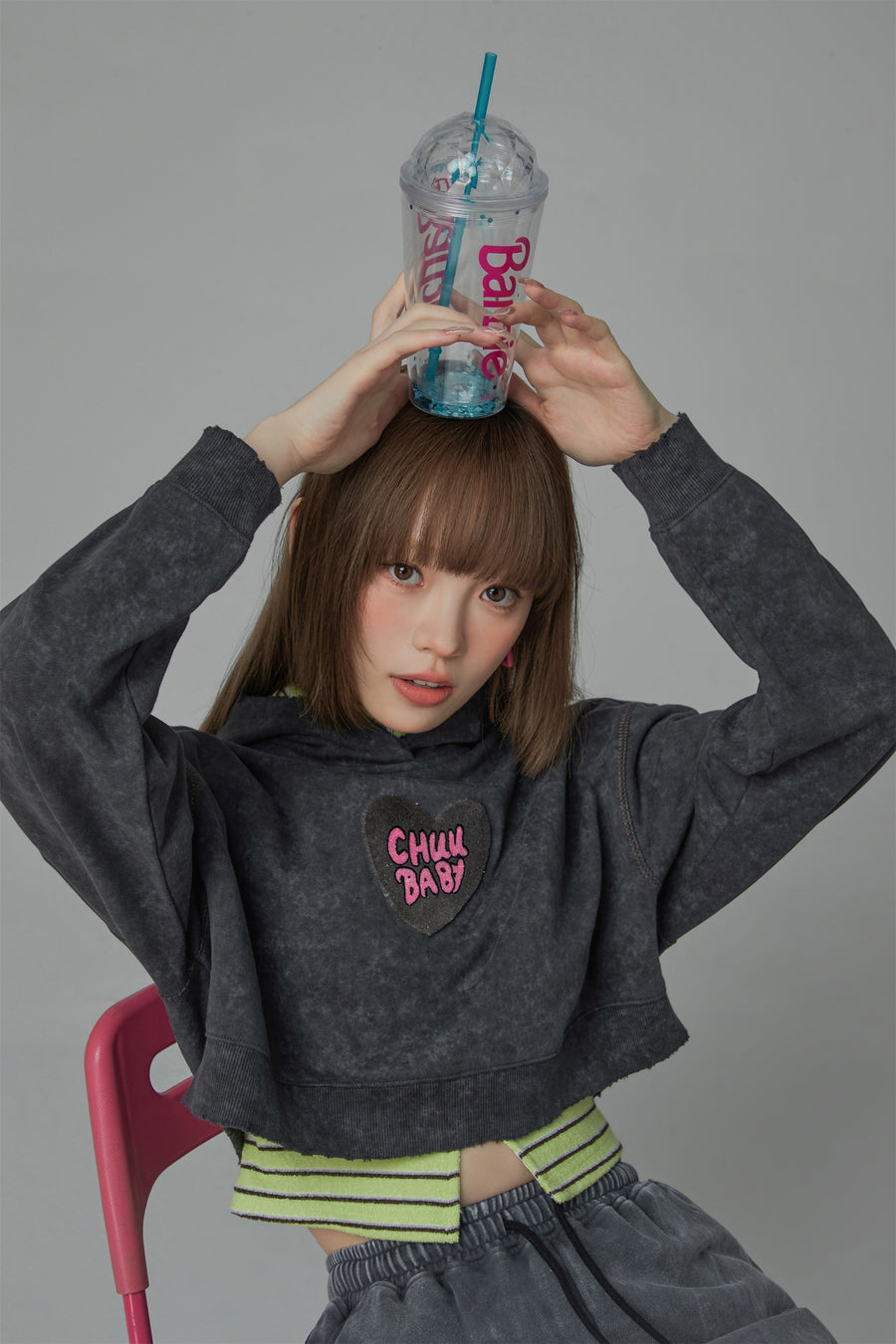 CHUU Chuu Baby Heart Crop Hoodie